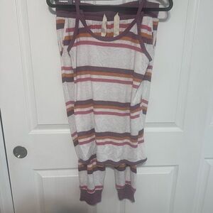 torrid Ribbed Striped Sleep Set in Mauve, Rust, Cream, Pink